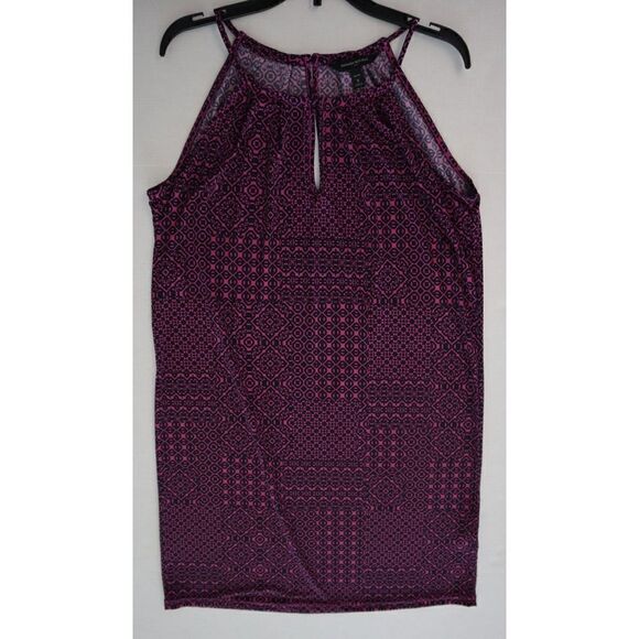Banana Republic Women Petite Sz S Purple/Navy Geometric Keyhole Halter Dress $70 - Picture 6 of 12